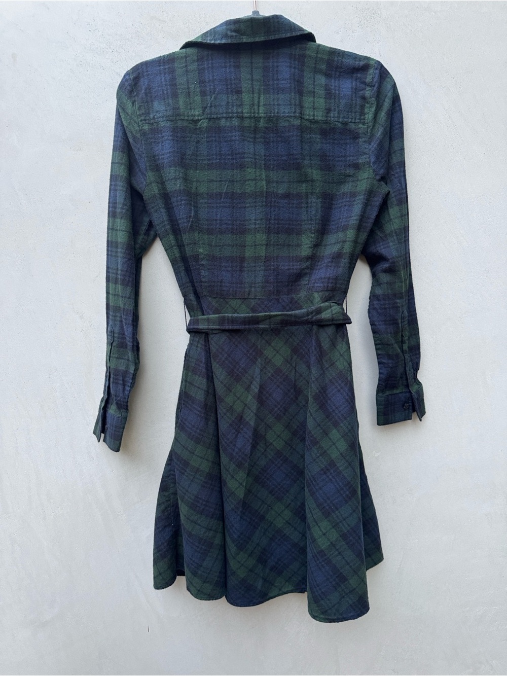 Brooks Brothers Brushed Cotton Flannel A Line Shirt Dress Navy Green Plaid 4 - Picture 4 of 6